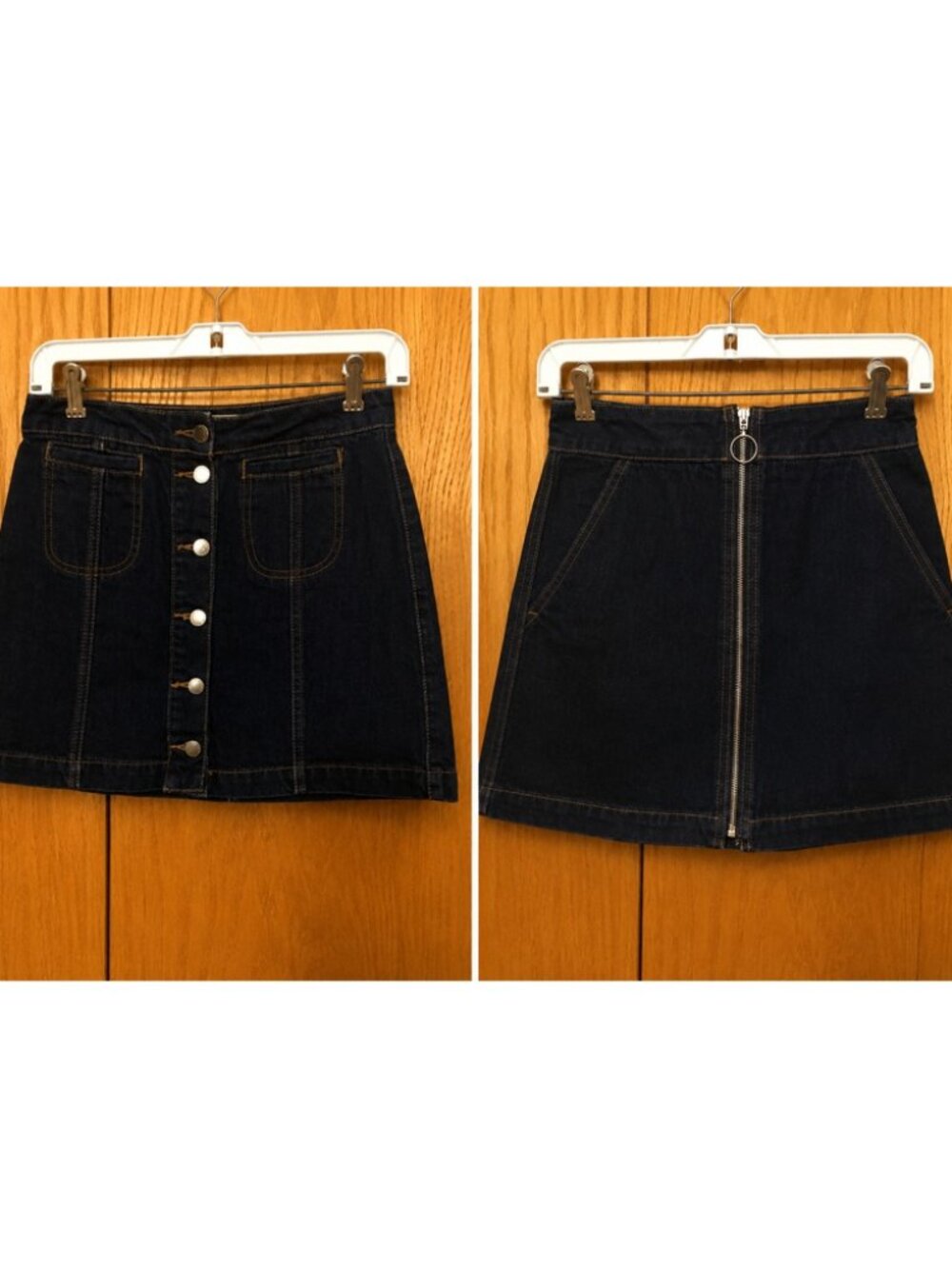 Topshop Mini Skirts   mini skirts size 2 (26 waist) zip front. TWO of Them